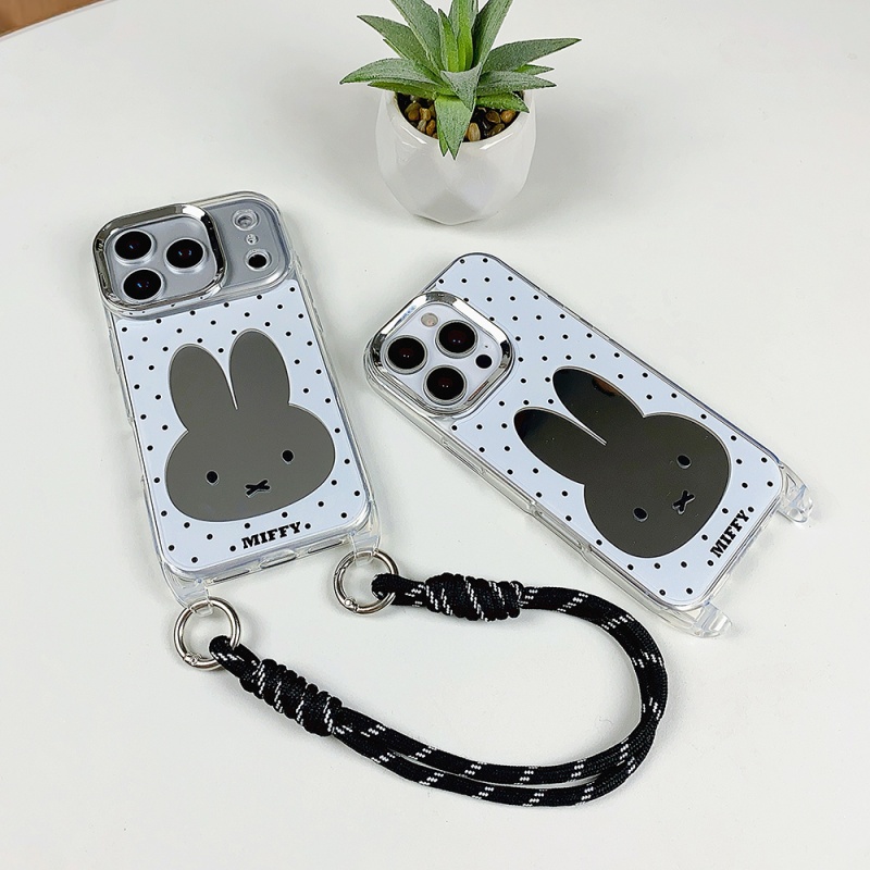 Cute Cartoon Wrist Strap Silicone Case - Luxe make-up spiegel schattige cartoon Miffy