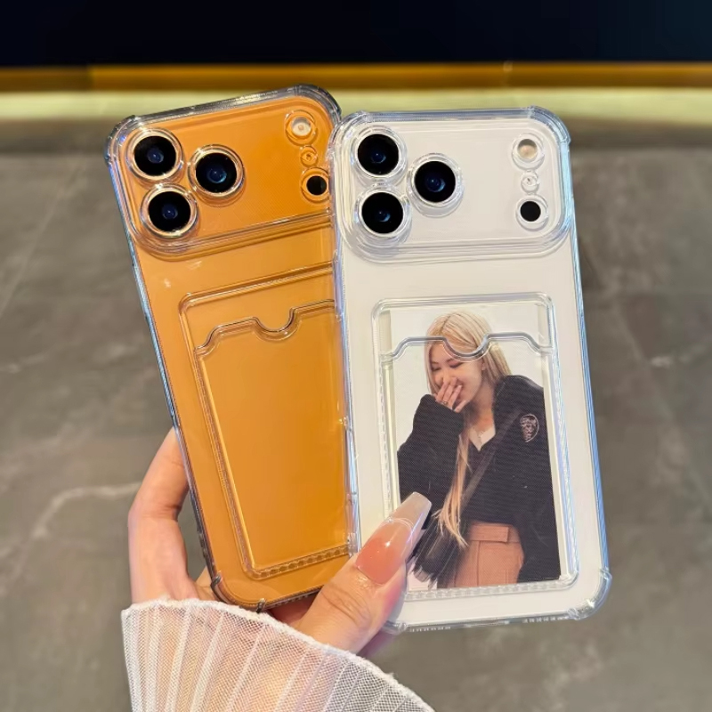 Clear Shockproof Bumper Case - Transparante hoes met kaarthouder voor iPhone