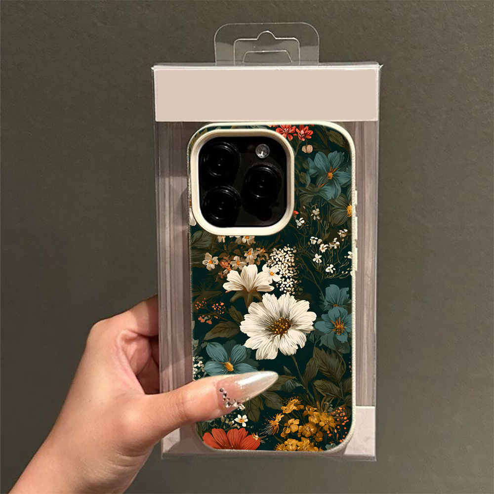 Vintage Floral Pattern Soft Case - Vintage telefoonhoesje met donker bloemenpatroon voor