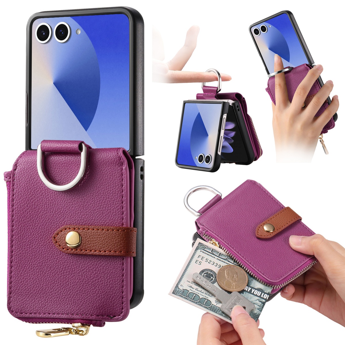 Leather Wallet Card Holder Phone Cover - Luxe kaarthouder telefoonhoesje voor Samsung Galaxy