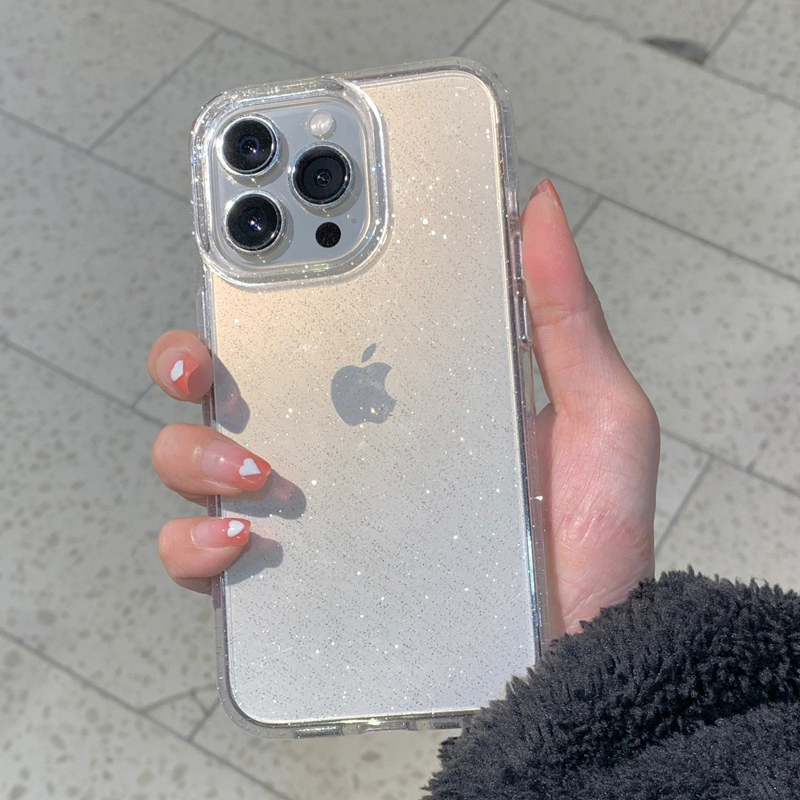 Clear Shockproof Bumper Case - Transparant Eenvoudig Glitter Telefoonhoesje Voor iPhone