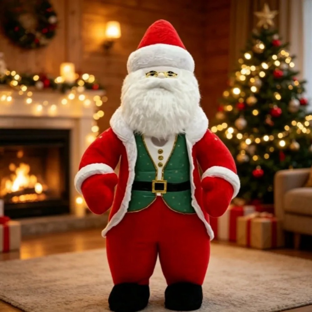Chargers - Opblaasbaar Kerstman-kostuum, volwassen maat, loopfiguur voor