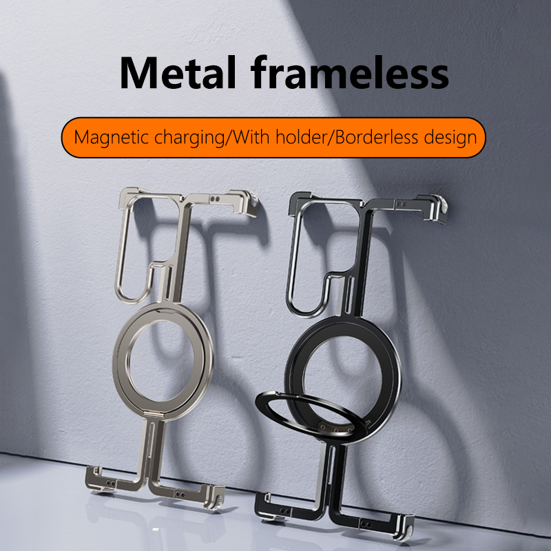 Metal Bumper Aluminum Frame Case - Metalen Frameloze Magnetische Houder Telefoon Case