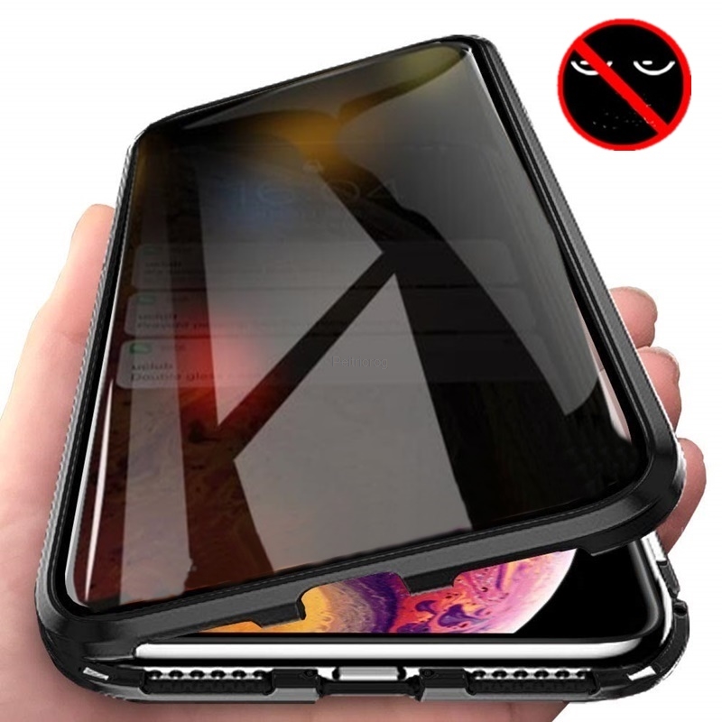 Anti Spy Privacy Glass Case - Magnetische gehard glazen privacy metalen hoes