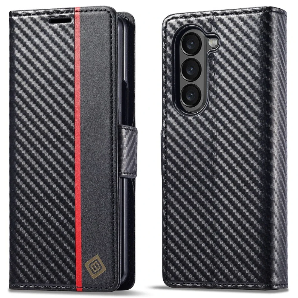 Luxe Koolstofvezel PU Leather  - Leather Wallet Card Holder Phone Cover recensie en prijs