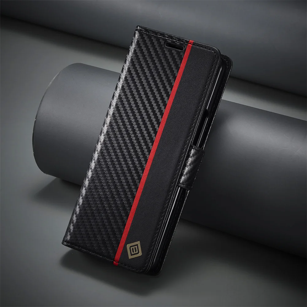 Luxe Koolstofvezel PU Leather  - Leather Wallet Card Holder Phone Cover recensie en prijs