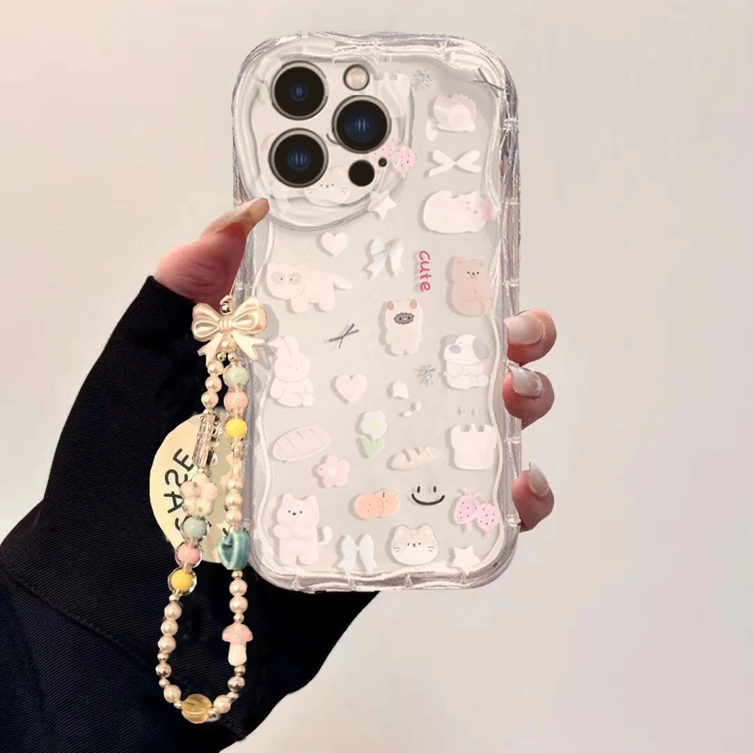 Leuke Kat Boog Pols Chain Case - Cute Cartoon Wrist Strap Silicone Case recensie en prijs