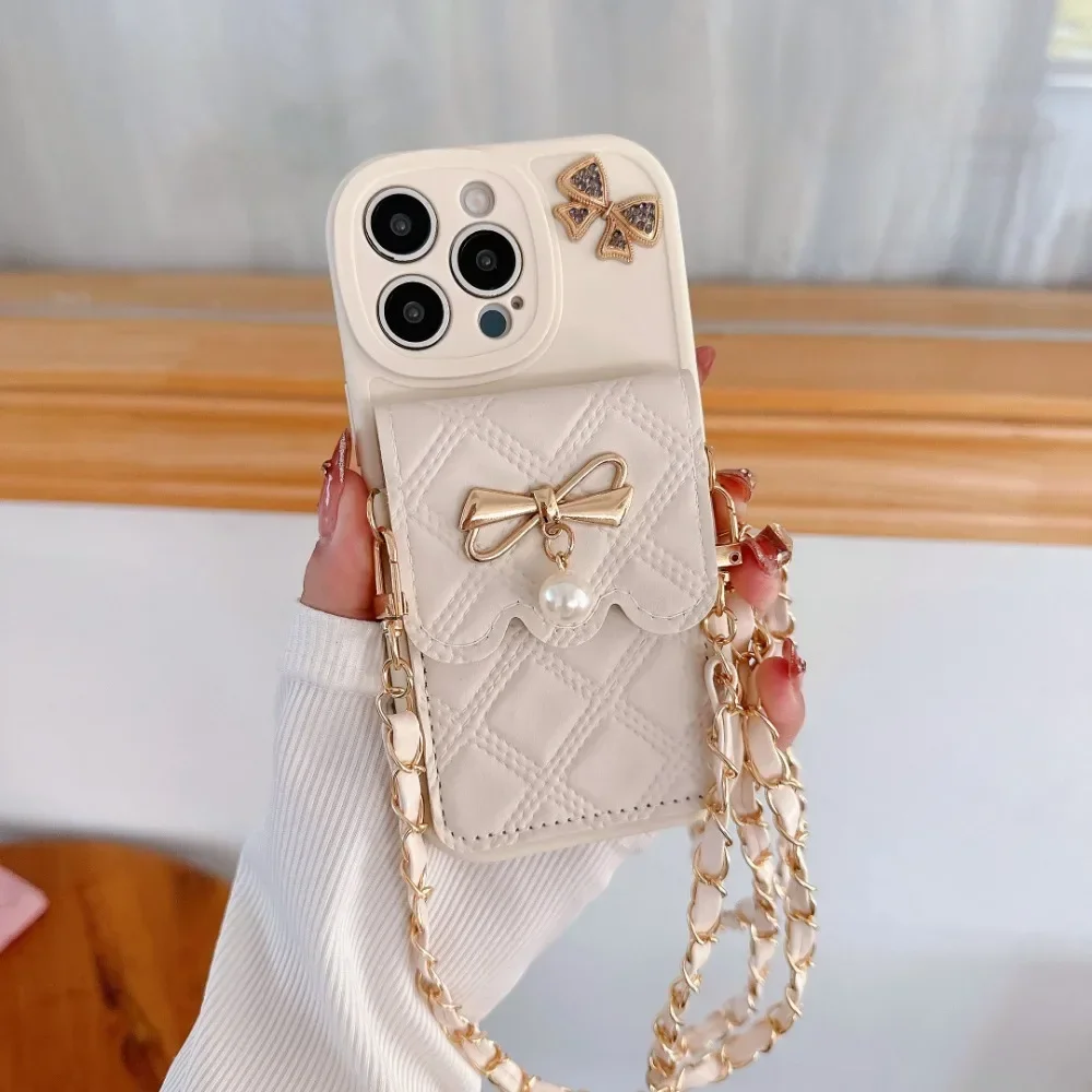 3D Bowknot Crossbody Kaarthoud - Leather Wallet Card Holder Phone Cover recensie en prijs