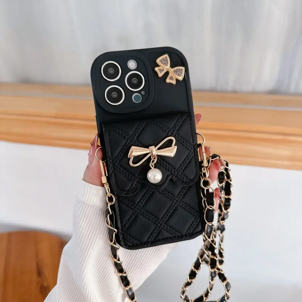 3D Bowknot Crossbody Kaarthoud - Leather Wallet Card Holder Phone Cover recensie en prijs