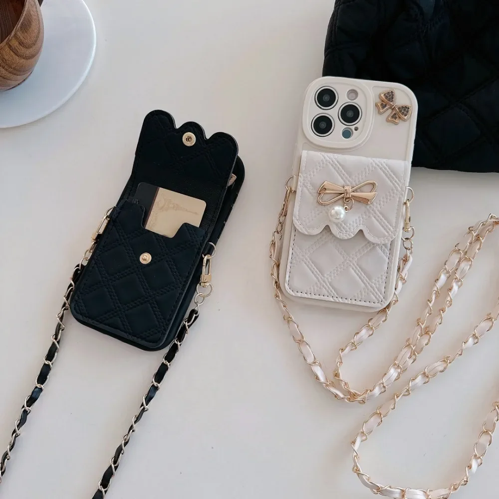 3D Bowknot Crossbody Kaarthoud - Leather Wallet Card Holder Phone Cover recensie en prijs