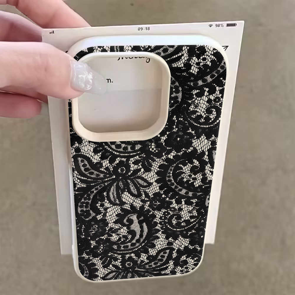Zwarte vintage bloemenkant lyc - Vintage Floral Pattern Soft Case recensie en prijs