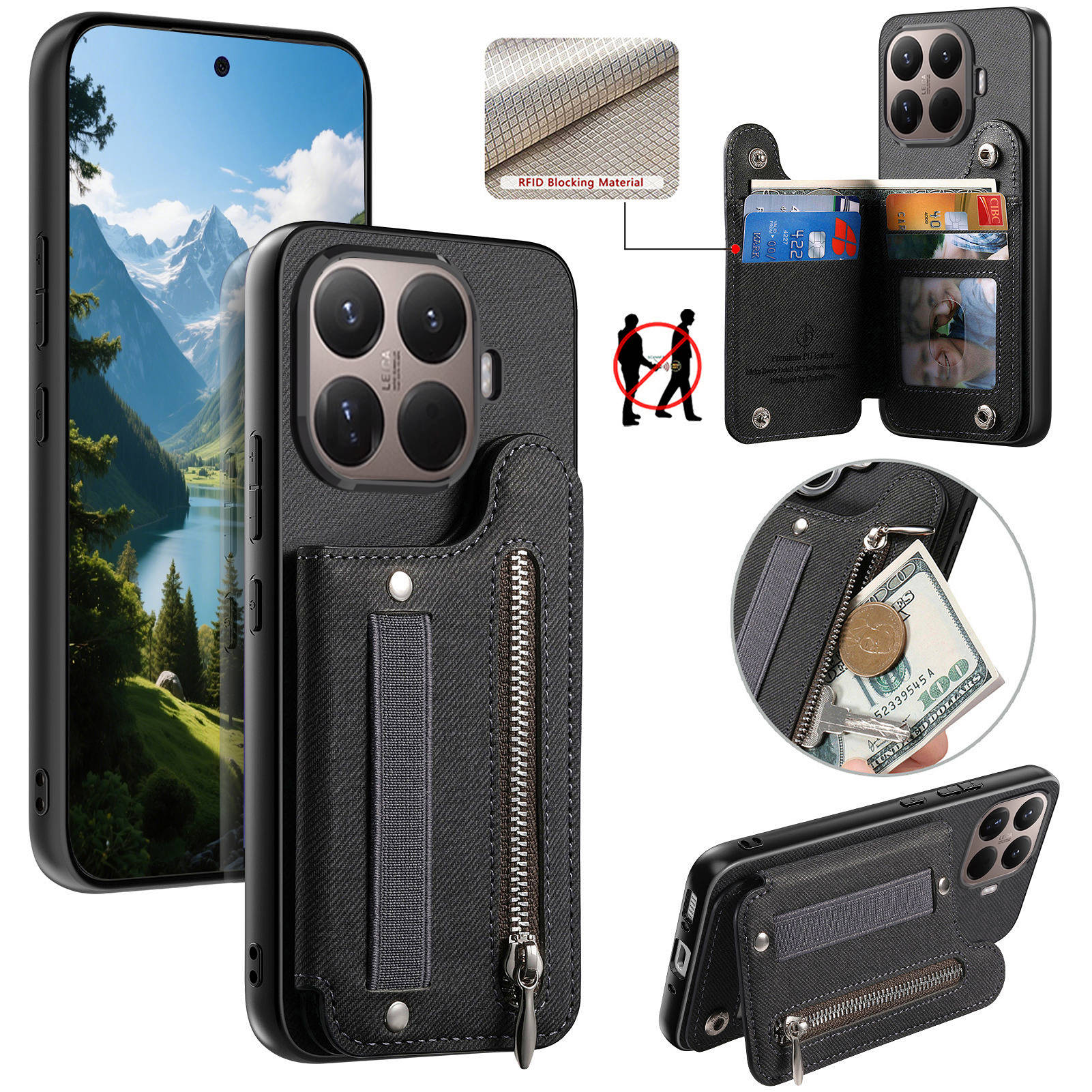 RFID Polsband Rits Portemonnee - Leather Wallet Card Holder Phone Cover recensie en prijs